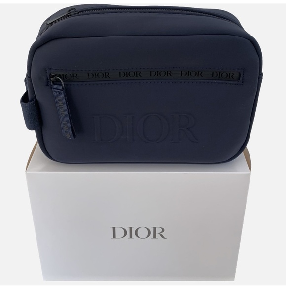 Dior Beauty Pouch Dark Blue Dopp Bag Navy Toiletry Travel Case Brand New in Box - Picture 1 of 4